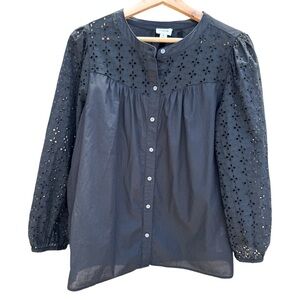 J. Crew Eyelet-sleeve Button-Front Blouse